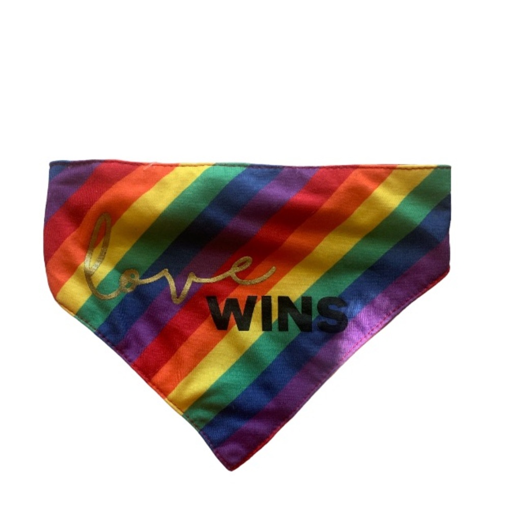 Pre-Owned Bond Co. Pride Rainbow Love Wins Dog Bandana Sz Small.(never worn)